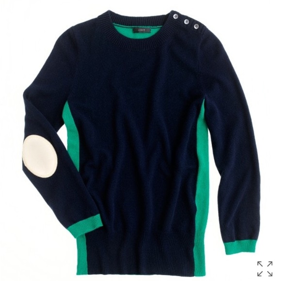 J Crew Color-block Elbow Patch Sweater - Picture 2 of 5